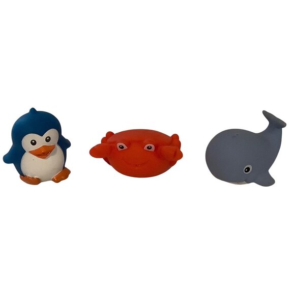 Penguin Crab & Whale Bath Toys Set Lot of 3 2"-3" - Picture 1 of 5